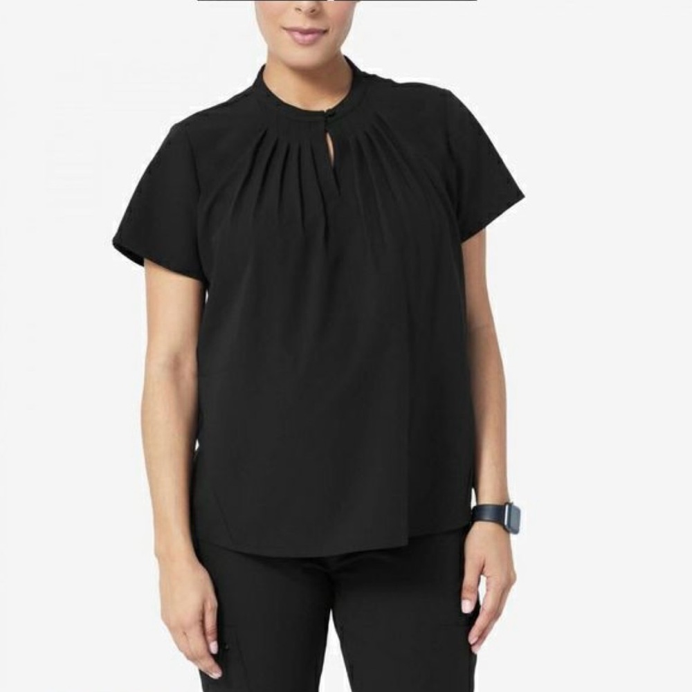 Figs NWT Technical Collection Somotillo Pleated Maternity Top Black Size M